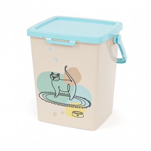 Контейнер для корма Альтернатива Cats, 22,5 x 18,5 x 24 см, 5,5 л, белый фото