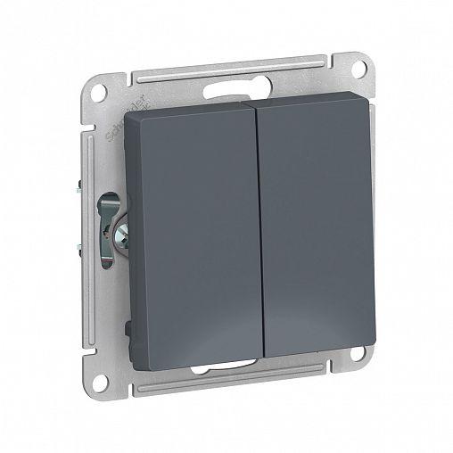 Переключатель 2-клавишный Systeme (Schneider) Electric Atlasdesign, встраиваемый, грифель фото