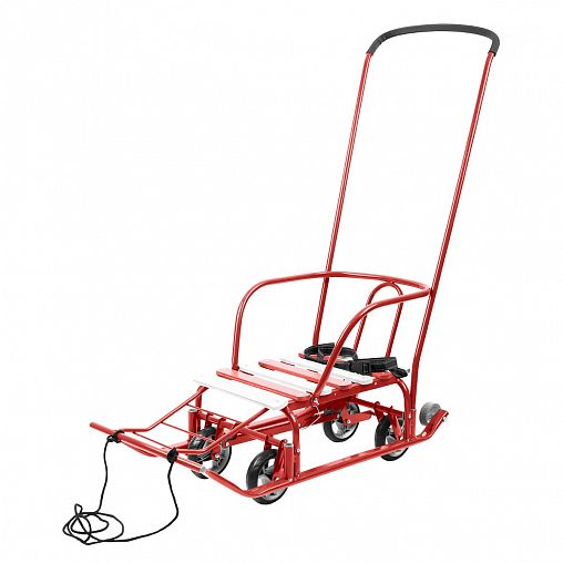 Санки детские с ручкой Nika Kids Nikki 3 N3/АЛ2, сиденье 46 x 29 см, с колесами, алые фото