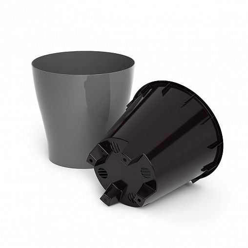 Горшок для цветов Альтернатива Лея, с автополивом, 2,2 л, серый фото