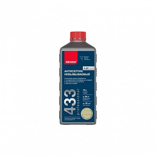 Антисептик невымываемый для дерева Neomid 433, усиленный концентрат, 1 кг, темно-синий фото
