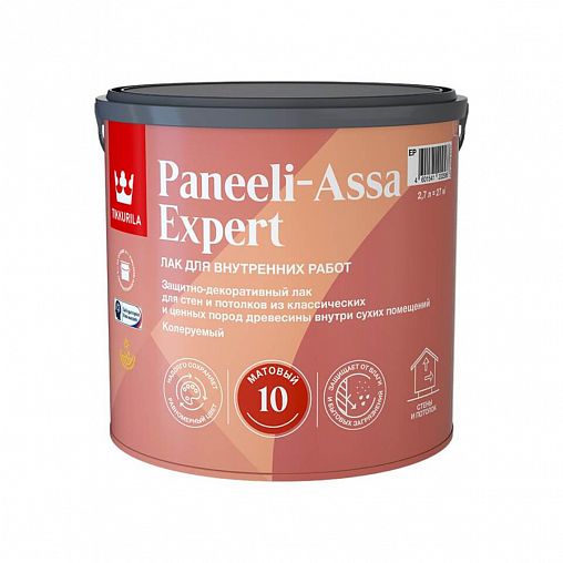 Лак для дерева Tikkurila Paneeli-Assa Expert (Панели-Ясся), акрилатный, матовый, база EP, 2,7 л фото