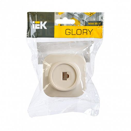 Розетка телефонная накладная RJ45 8(4) IEK Glory, IP20, кремовая фото
