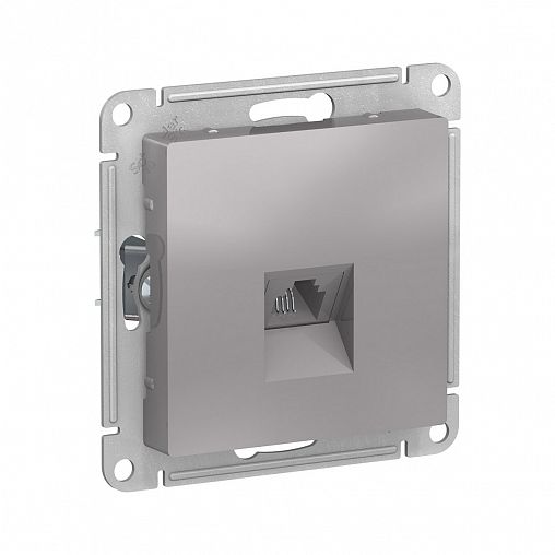 Розетка телефонная RJ11 Systeme (Schneider) Electric Atlasdesign, встраиваемая, алюминий фото