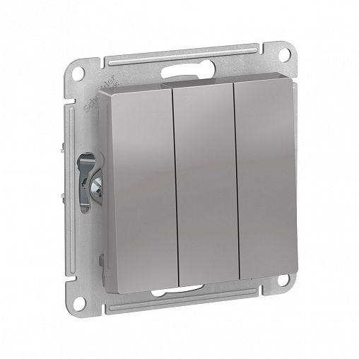 Выключатель 3-клавишный Systeme (Schneider) Electric Atlasdesign, встраиваемый, алюминий фото