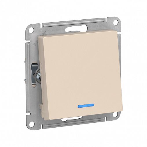 Переключатель 1-клавишный Systeme (Schneider) Electric Atlasdesign, встраиваемый, с подсв., бежевый фото