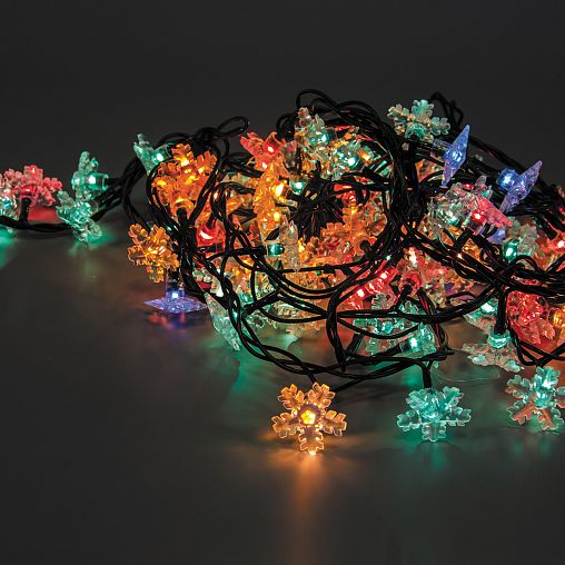 Электрогирлянда Волшебная страна Снежинки 5 м, многоцветная, 8 режимов фото