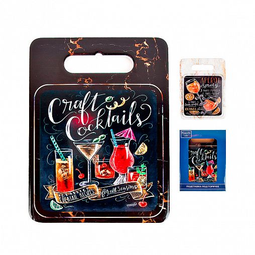 Подставка под горячее Nouvelle Home Cocktails, керамика, пробковое основание, 15 x 20 см, микс фото