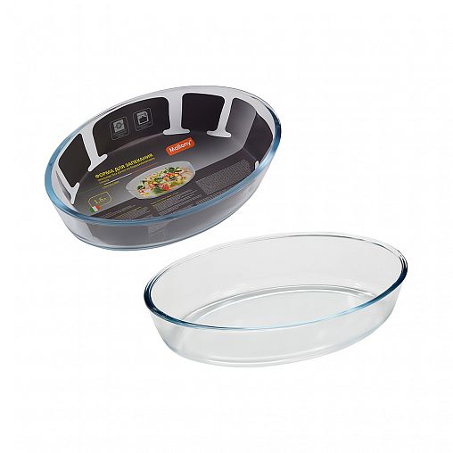 Форма для запекания Mallony Cristallino овальная 1,6 л, стеклянная фото