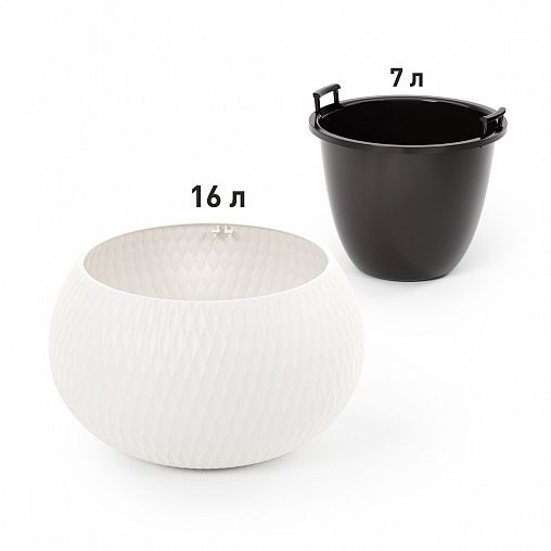 Кашпо Альтернатива Жемчужина, со вставкой, 16 л, белое фото