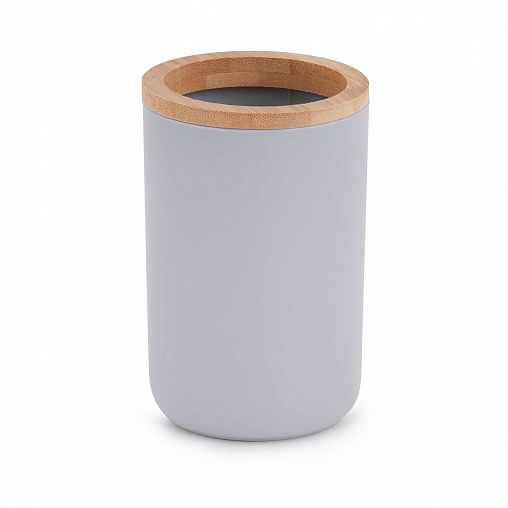 Стакан для зубных щеток Альтернатива Бамбук, серый фото