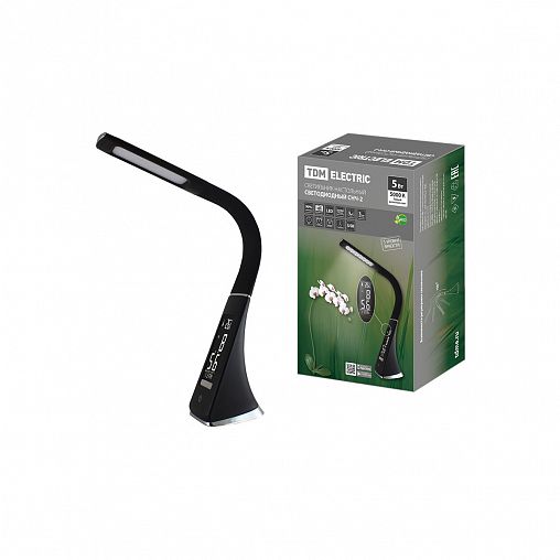 Лампа настольная светодиодная Tdm Electric СНЧ-2, 5 Вт, 5000 К, сенсор-диммер, черная фото