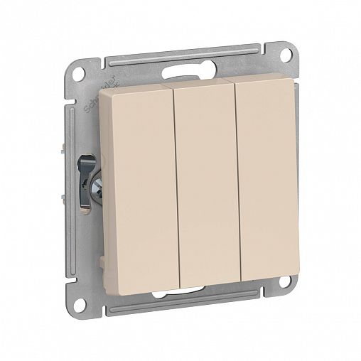 Выключатель 3-клавишный Systeme (Schneider) Electric Atlasdesign, встраиваемый, бежевый фото