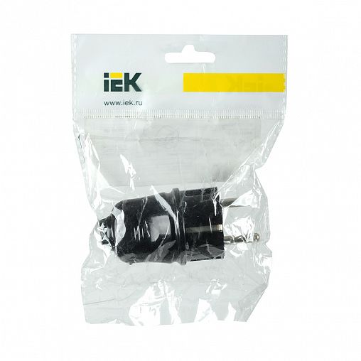Вилка прямая разборная IEK ВПп10-02-Ст, с заземлением, 16 А, черная фото