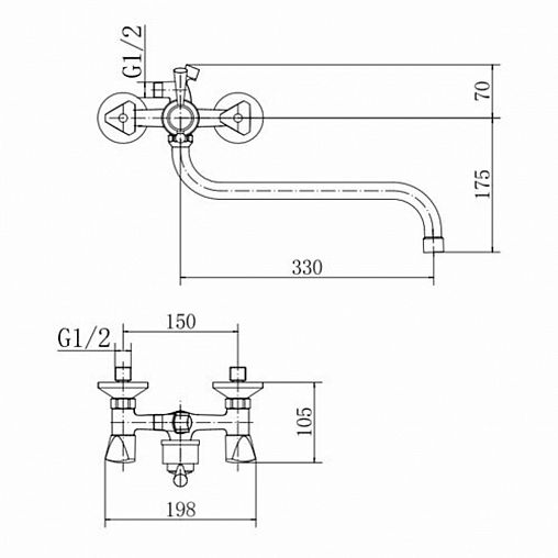 Смеситель для ванны с душем Fashun A2211, с длинным изливом, хром фото