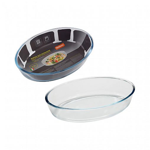 Форма для запекания Mallony Cristallino овальная 2,4 л, стеклянная фото