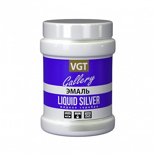 Эмаль универсальная VGT ВД-АК-1179 металлик, 0,23 кг, жидкое серебро фото