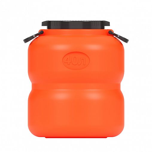 Канистра-бочка пластиковая Альтернатива Байкал, с крышкой и ручками, 40 л, оранжево-серая фото