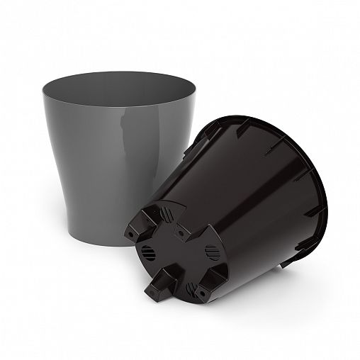 Горшок для цветов Альтернатива Лея, с автополивом, 3,6 л, серый фото