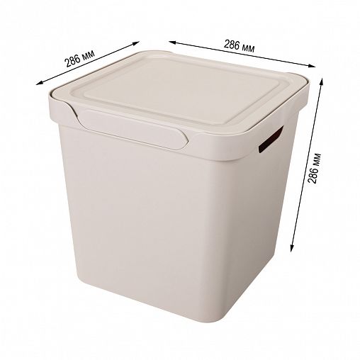 Ящик универсальный с крышкой Econova Luxe, 286 x 286 x 286 мм, 18 л, светло-бежевый фото