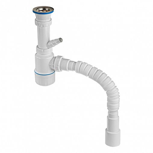 Сифон MasterProf, 1 1/2" x 40 мм, с отводом, гофротруба 800 мм, 40 x 32/40/50 мм фото