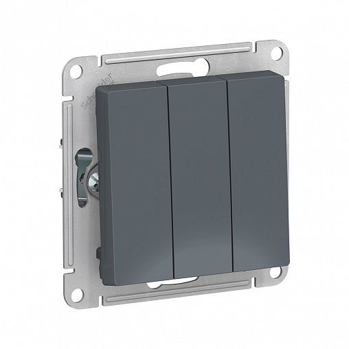 Выключатель 3-клавишный Systeme (Schneider) Electric Atlasdesign, встраиваемый, грифель фото