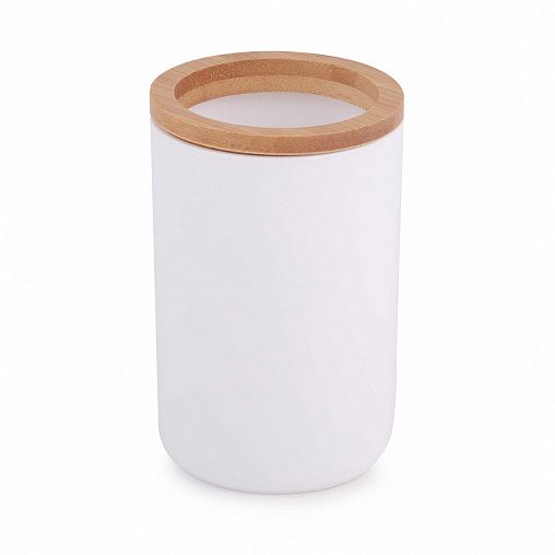 Стакан для зубных щеток Альтернатива Бамбук, белый фото