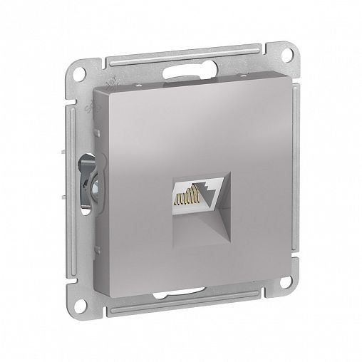 Розетка компьютерная RJ45 Systeme (Schneider) Electric Atlasdesign, встраиваемая, алюминий фото