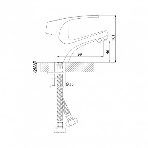 Смеситель для раковины Rossinka D40-11, однорычажный, хром фото