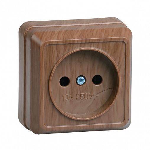 Розетка накладная IEK Октава, без заземления, 10 А, 250 В, IP20, дуб фото
