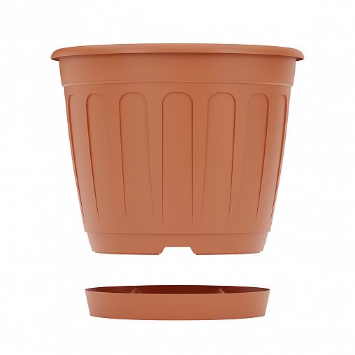 Горшок для цветов Альтернатива Дионис, с поддоном, 3,6 л, коричневый фото