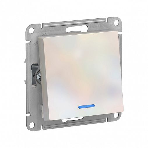 Переключатель 1-клавишный Systeme (Schneider) Electric Atlasdesign, встраиваемый, с подсв., жемчуг фото