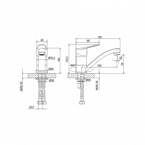 Смеситель для раковины с поворотным изливом Lemark Partner LM6507C, хром фото