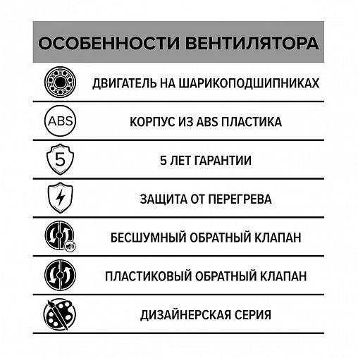 Вентилятор осевой вытяжной DiCiTi Rio 4C Matt black, с обратным клапаном, D 100, 14 Вт фото