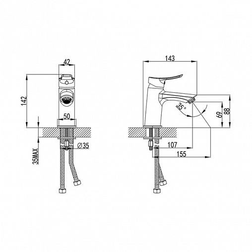 Смеситель для раковины с коротким изливом Milardo Amplex AMPSB00M01, однорычажный, хром фото