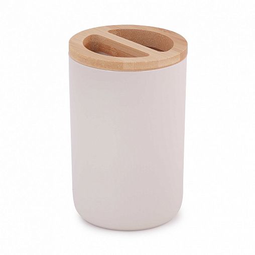 Стакан для зубных щеток Альтернатива Бамбук, с разделителем, бежевый фото