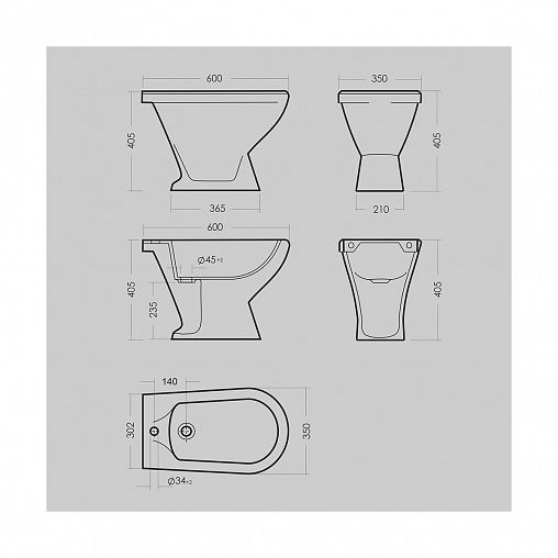 Биде напольное Sanita Самарское ВКС, 35 x 60 x 40,5 см, белое фото