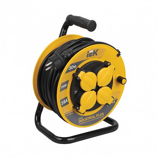 Удлинитель на катушке IEK Industrial Plus УК30, 4 розетки, с заземлением, 3 x 1,5 мм², IP44, 30 м фото