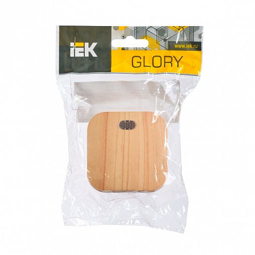 Выключатель одноклавишный накладной IEK Glory ВС20-1-1-ХС, с подсветкой, 10 А, сосна фото