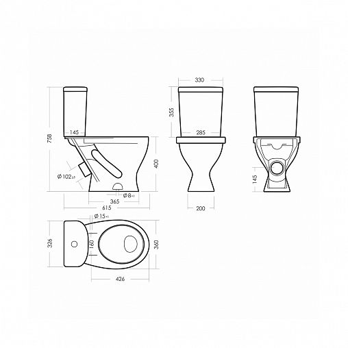 Унитаз напольный ободковый Sanita Формат Стандарт, 61,5 x 36 x 75,8 см, белый фото