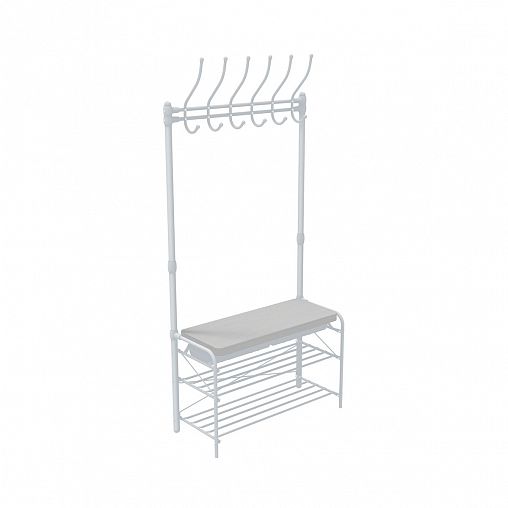 Вешалка напольная Nika, 2 полки, мягкое сиденье, 175 x 82,5 x 33,5 см, светло-серый/матовый серый фото