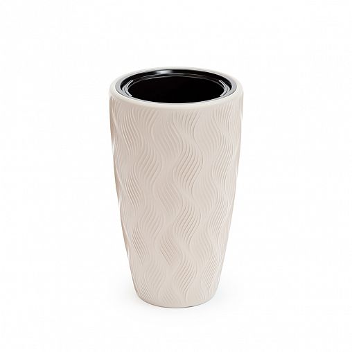 Кашпо напольное Альтернатива Флэйм, со вставкой, 24 л, светло-бежевое фото