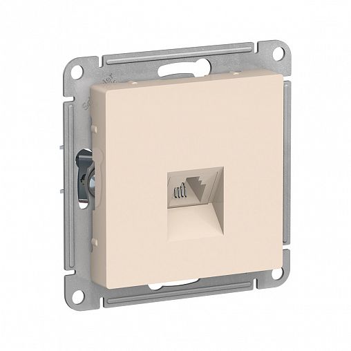 Розетка телефонная RJ11 Systeme (Schneider) Electric Atlasdesign, встраиваемая, бежевый фото
