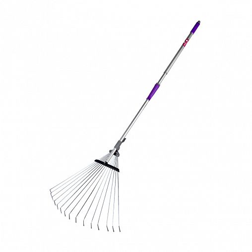 Грабли веерные Don Gazon, алюминиевые, регулируемые, с телескопической ручкой, 15 зубьев фото