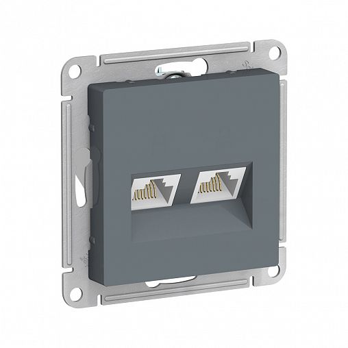 Розетка компьютерная RJ45 двойная Systeme (Schneider) Electric Atlasdesign, встраиваемая, грифель фото