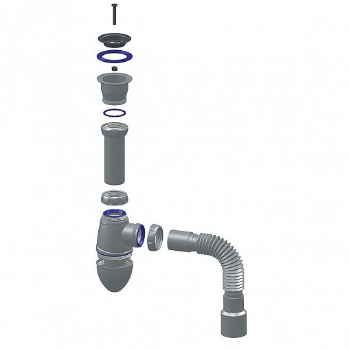 Сифон бутылочный Unicorn А220, 1 1/2" x 40 мм, с выпуском фото