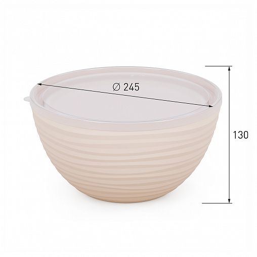 Набор пластиковых салатников Альтернатива Оазис, с крышками, 2 шт (2,5 л, 4 л), бежевый фото