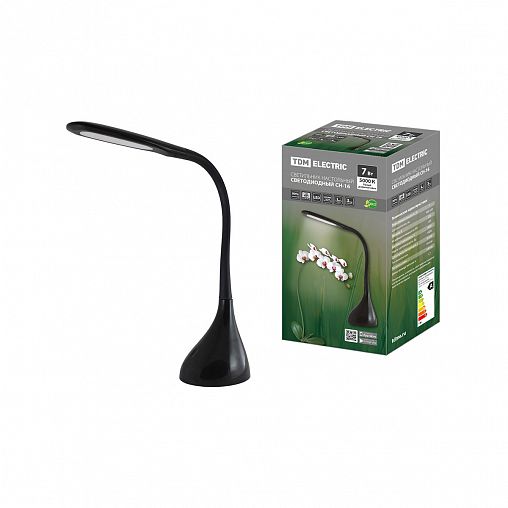 Лампа настольная светодиодная Tdm Electric СН-16, 7 Вт, 5000 K, сенсор-диммер, черная фото