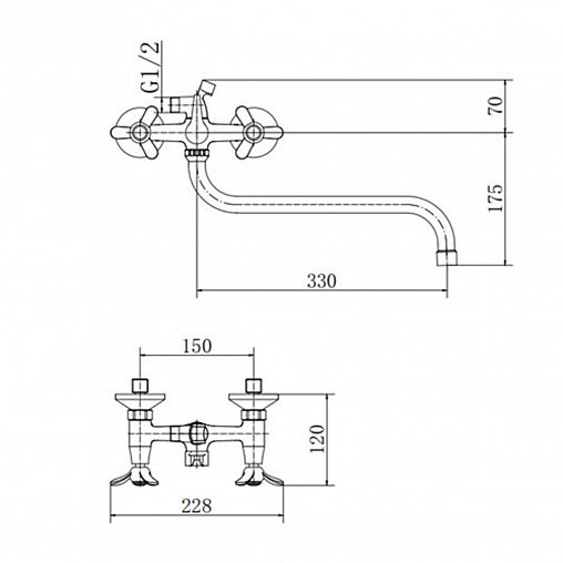 Смеситель для ванны с душем Fashun A2212-2, с длинным изливом, хром фото