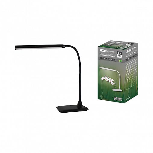 Лампа настольная светодиодная Tdm Electric СН-28, 6 Вт, 5000 K, сенсор-диммер, черная фото